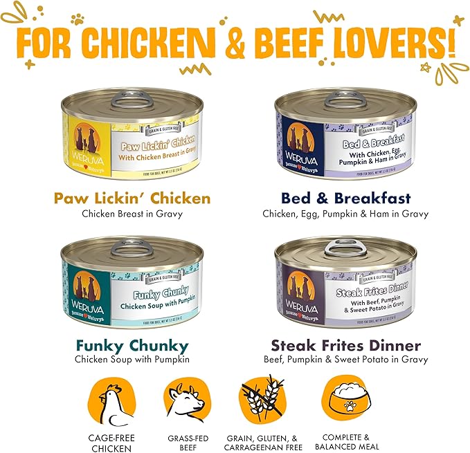 Weruva Classic Dog Food, Variety Pack, Baron's Batch, Wet Dog Food, 5.5oz Cans (Pack of 24) - PAWPICO