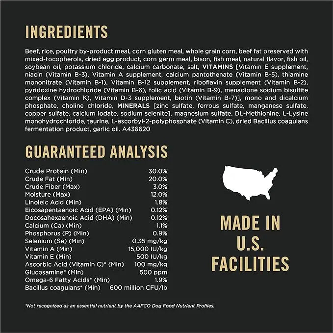 Purina Pro Plan Sport Performance 30/20 Beef & Bison Formula Dry Dog Food - 33 Lb. Bag - PAWPICO