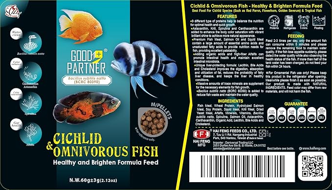 Purify Series for Cichlid Fish Food, Floating pellets, Nutritionally Balanced Professional Formula, Color Enhancing, All Natural Ingredients, Medium Granule, 2.12 oz (Pack of 2) GOODPARTNERFishFoodPurifySeries