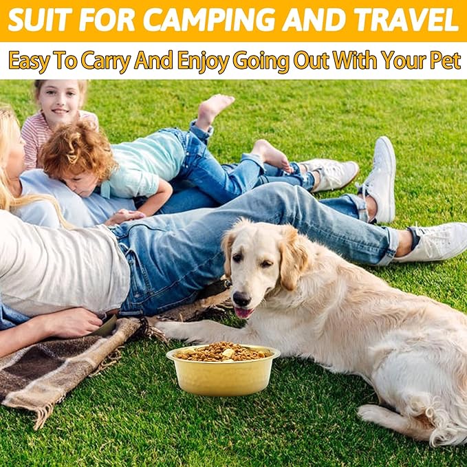 kathson 3pcs Premium Stainless Steel Dog Bowls, Hammered Thickened Metal Dog Bowl Feeding or Water Bowls for Small/Meidum/Large Sized Dogs&Cats Stackable Metal Cat Bowl Dishwasher Safe 7.1 Dia. - PAWPICO