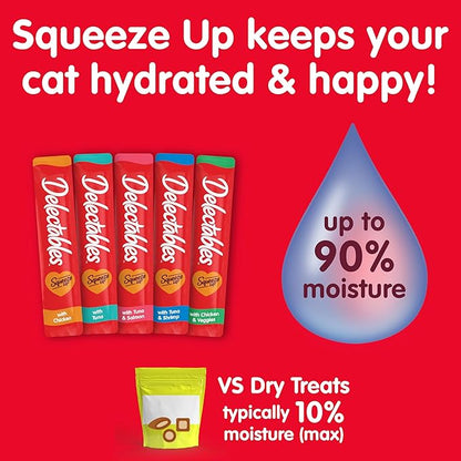 Delectables Squeeze Up Variety Pack, Creamy Squeezable Puree, Lickable Wet Cat Treats, Grain Free, No Added Fillers, No by-Products, No Added Preservatives, 0.5 Ounces Tube, 20 Tubes Total Hartz