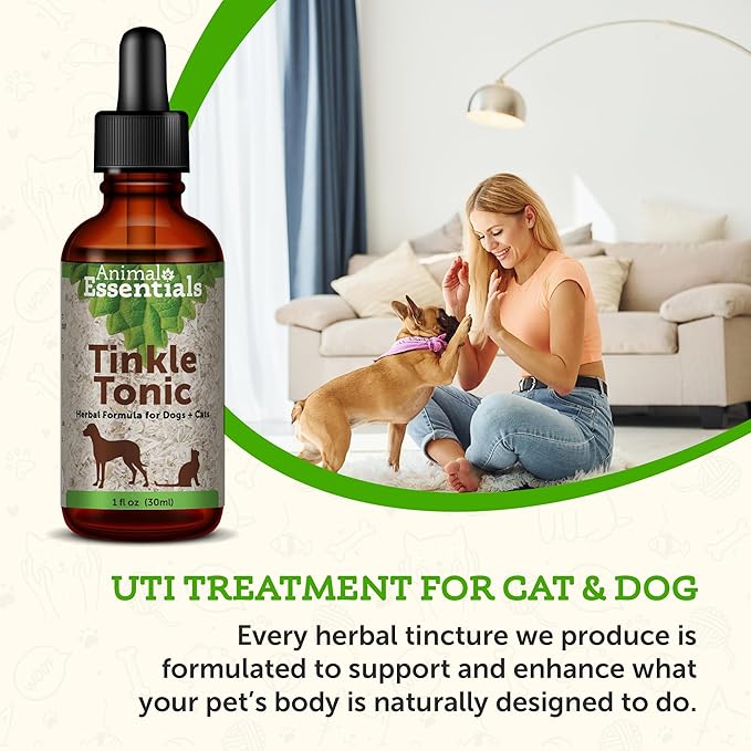 Animal Essentials Tinkle Tonic for Dogs & Cats - Urinary Tract Support, Cat Urinary Supplement, Urinary & Bladder Support Herbal Formula - 1 fl oz AnimalEssentials