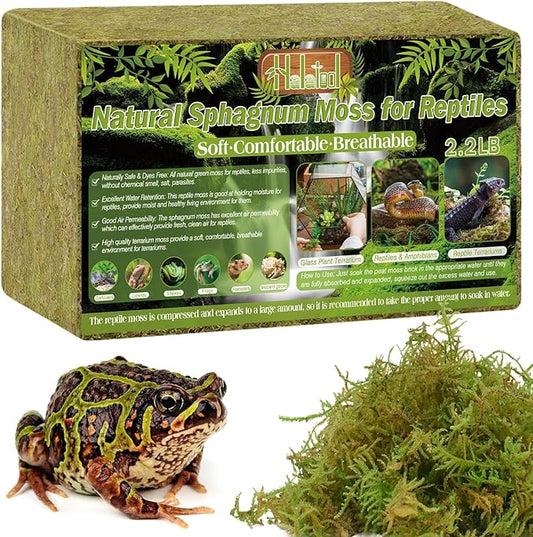 Halatool 2.2LB Natural Sphagnum Moss for Reptiles- 50QT Green Live Moss for Terrarium Plants Long Fiber Reptile Moss for Leopard Gecko Snake Hamsters Tortoises Frogs Lizards Salamanders HALATOOL