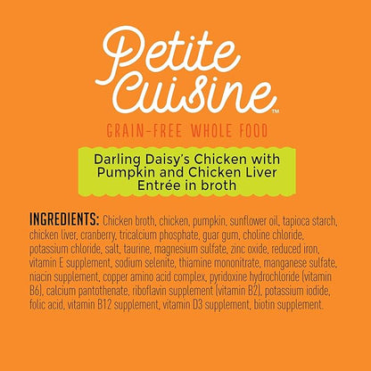 PETITE CUISINE Darling Daisy's Wet Cat Food, Chicken with Pumpkin and Chicken Liver, 2.8 oz. Cans (24 Count) - PAWPICO