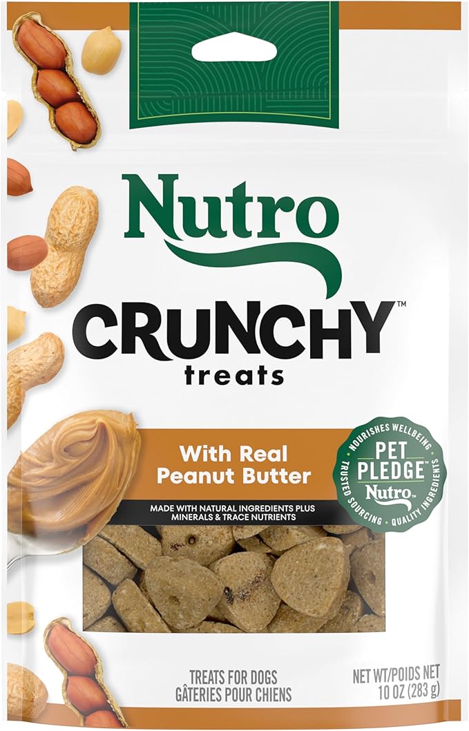 NUTRO Crunchy Dog Treats with Real Peanut Butter, 10 oz. Bag - PAWPICO