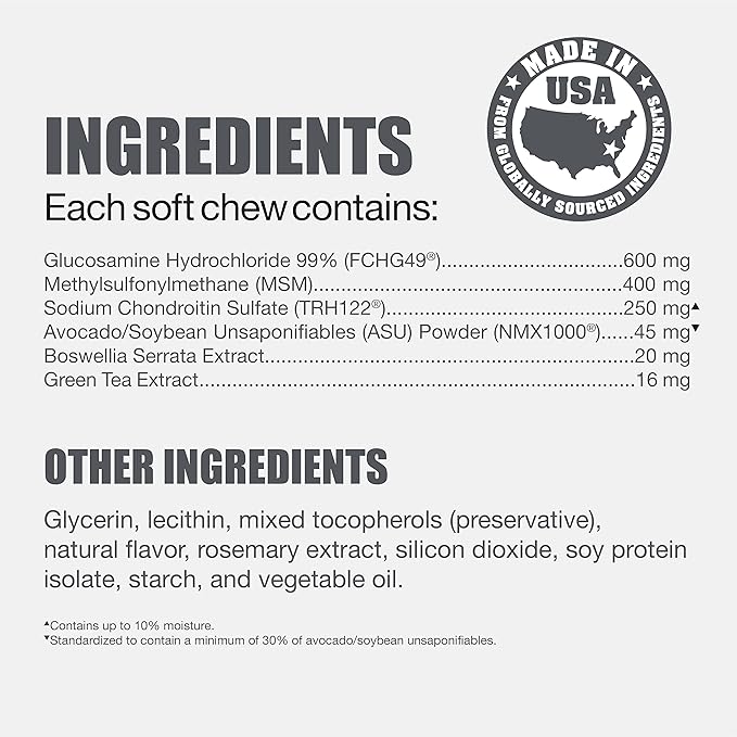 Nutramax Laboratories Dasuquin with MSM Joint Health Supplement for Small to Medium Dogs - With Glucosamine, MSM, Chondroitin, ASU, Boswellia Serrata Extract, and Green Tea Extract, 84 Soft Chews NutramaxLaboratories
