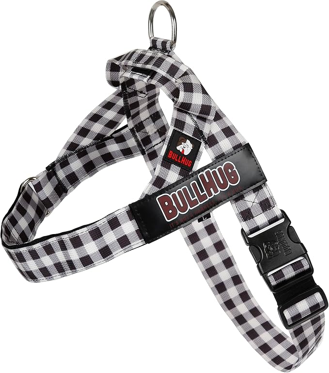 BULLHUG Harness – Made for Larger Chested Dogs Like English Bulldogs, French Bulldogs, Pugs & More. Stops Dogs from Pulling & Choking on Walks (BW Buffalo, Large) BULLHUG