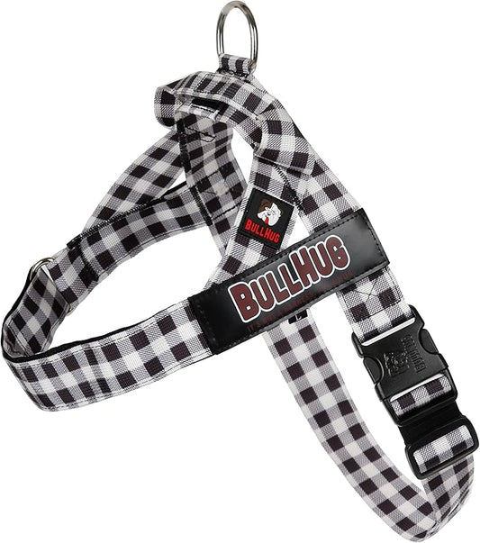 BULLHUG Harness – Made for Larger Chested Dogs Like English Bulldogs, French Bulldogs, Pugs & More. Stops Dogs from Pulling & Choking on Walks (BW Buffalo, Large) BULLHUG