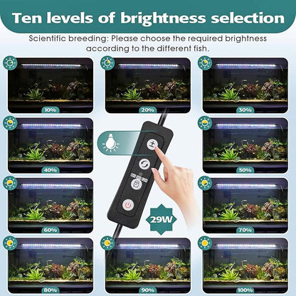 hygger 29W Full Spectrum Aquarium LED Light with 10 Levels Brightness, White Blue Red Green LEDs,6H8H12H Timer,RGB Light for 36~44IN Freshwater Fish Tank, Aquatic Plants Tropical Ornamental Fish hygger