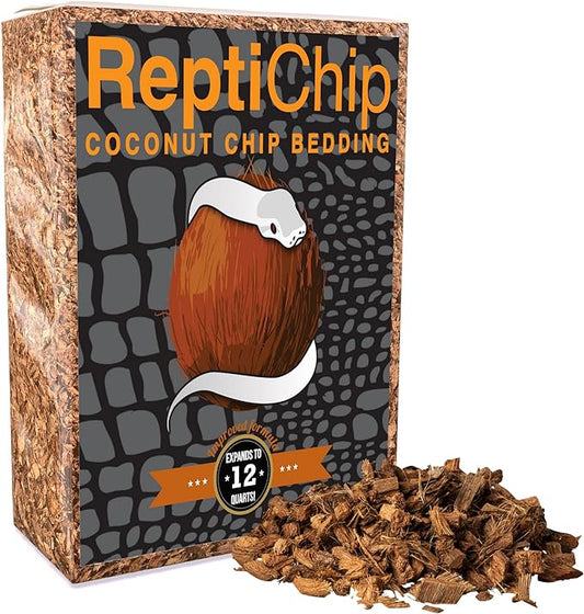 ReptiChip Reptile Bedding Loose Coconut Chip 12 Quart Coco Husk Substrate Mulch for Snake Habitat, Ball Python Terrarium, Turtle Tanks, Tortoise Enclosure ReptiChipPremiumSubstrate