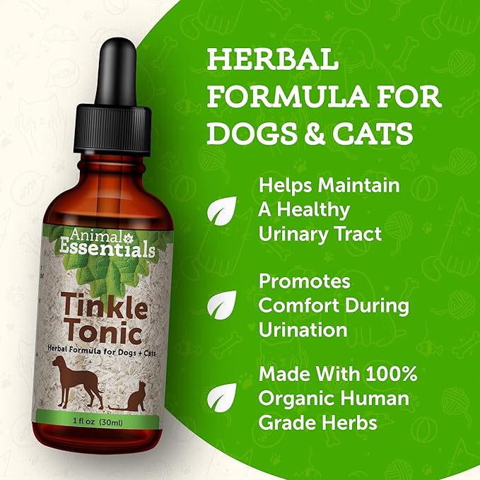 Animal Essentials Tinkle Tonic for Dogs & Cats - Urinary Tract Support, Cat Urinary Supplement, Urinary & Bladder Support Herbal Formula - 1 fl oz AnimalEssentials