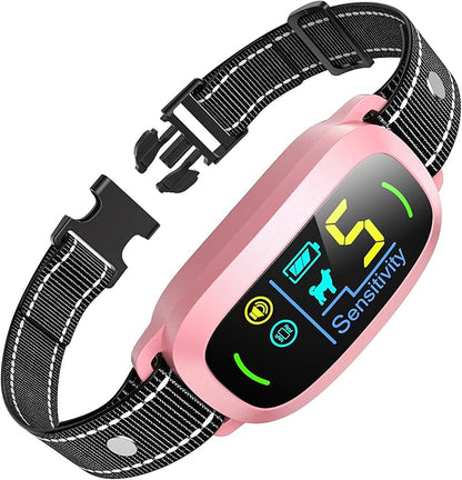 Dog Bark Collar, Rechargeable Smart Collar, Anti Barking Training Collar with 5 Adjustable Sensitivity Beep Vibration, Bark Collar for Large Medium Small Dogs (Pink) FAFAFROG