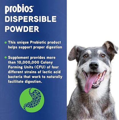 Probios Dispersable Powder - Probios Powder, Pet Probiotic, Probiotics for Swine, Equine, Sheep, Goat, Dog, Cat, Bird, Rabbit, Foals (240 gm) Probios