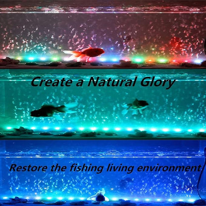 LED Aquarium Light, 2 Pack 15 inches Fish Tank Light RGB Color Underwater Light Submersible Crystal Glass Lights, 42 LED Beads, Brightness Adjustable Memory Function, LED Light bar Stick COVOART