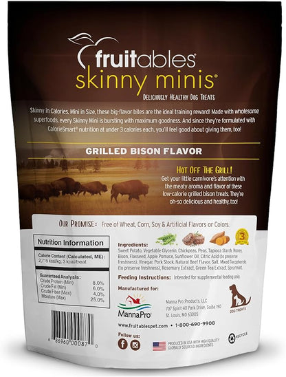 Fruitables Skinny Mini Dog Treats – Healthy Treats for Dogs – Low Calorie Training Treats – Free of Wheat, Corn and Soy – Grilled Bison – 12 Ounces (Pack of 2) - PAWPICO