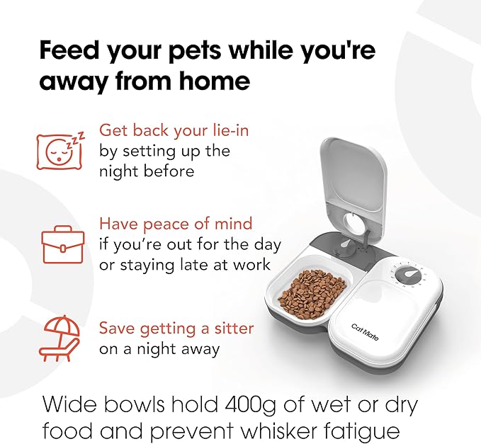 Cat Mate C200 2-Meal Automatic Pet Feeder for Cats and Small Dogs with Ice Pack - PAWPICO
