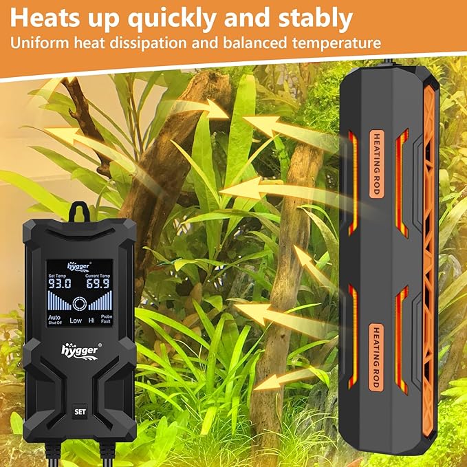 hygger Aquarium Heater, Submersible Fish Tank Heater with Over-Temperature Protection and Automatic Power-Off, Fish Heater with Digital Controller for Freshwater and Saltwater (800W) hygger