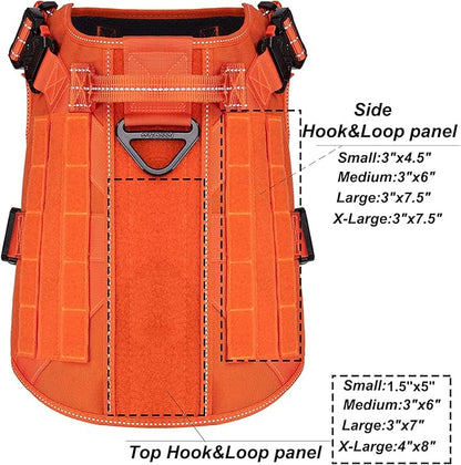 ICEFANG Tactical Dog Harness,X-Large Size, 2X Metal Buckle,Working Dog MOLLE Vest with Handle,No Pulling Front Leash Clip,Hook and Loop Panel ICEFANGDIRECT