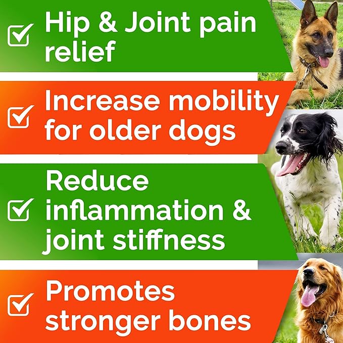 Hemp Chews for Dogs - Glucosamine Chondroitin for Dogs Joint Pain Relief with Hemp Oil, Hip & Joint Supplement Dogs, MSM Turmeric for Dogs Mobility, Dog Joint Supplement, Hemp Dog Treats Joints Health STRELLALAB