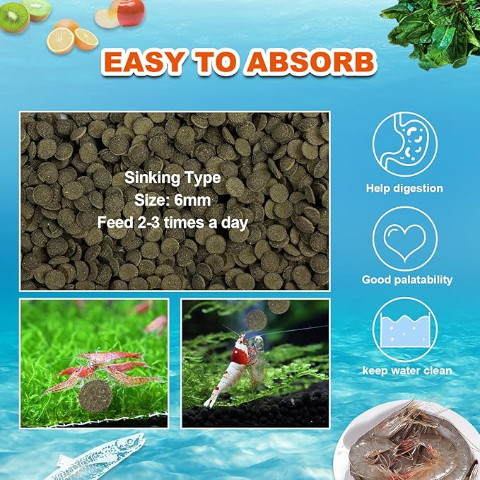 Shrimp Food Aquarium Freshwater - High Protein Natrual Shrimp Pellets Rich in Calcium Vitamins for Crystal Shrimp Red Cherry Shrimp Caridina Shrimp and Tropical Shrimp (4.6oz) yizeril