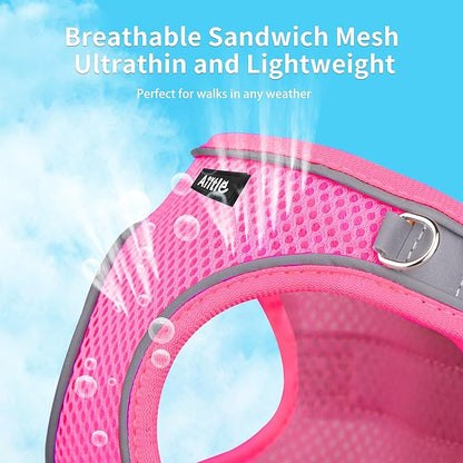 AIITLE Small Harness for Puppy with A Leash - Spring Dog Vest Harness with Super Breathable Mesh, Reflective No-Pull Pet Harness for Outdoor Walking, Camping for Small Dogs, Cats Hot Pink XXS AIITLE-FORPETSBETTERLIFE