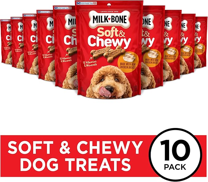 Milk-Bone Soft & Chewy Dog Treats, Chicken Recipe, 5.6 Ounce (Pack of 10) Made with Real Chicken Breast - PAWPICO