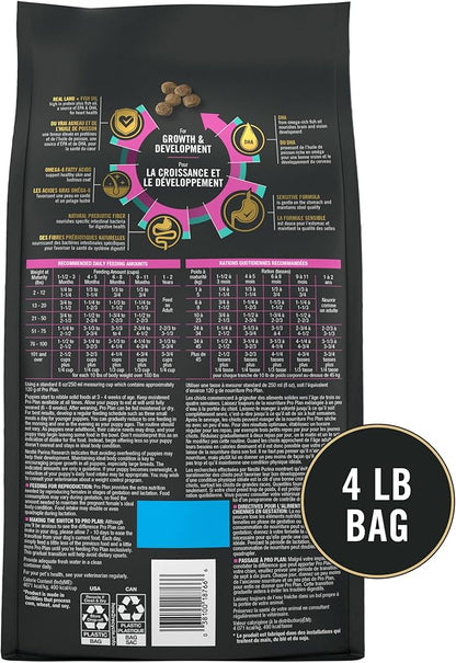 Purina Pro Plan Sensitive Skin and Stomach Puppy Food Lamb and Oat Meal Formula - 4 lb. Bag - PAWPICO