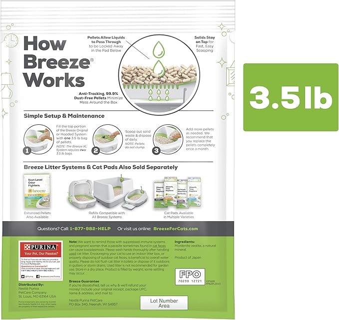 Purina Tidy Cats Litter Pellets, Breeze Refill Litter Pellets in Recyclable Box - (6) 3.5 lb. Bags - PAWPICO