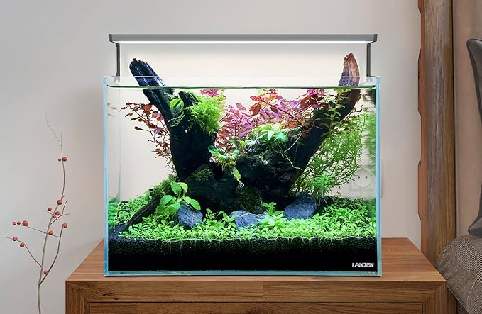 Landen 45P 10 Gallon Rimless Low Iron Aquarium Fish Tank,W17.7×D11.8×H11.8 in(45x30x30cm) 5mm Thickness with Nano Foam Leveling Mat Landen