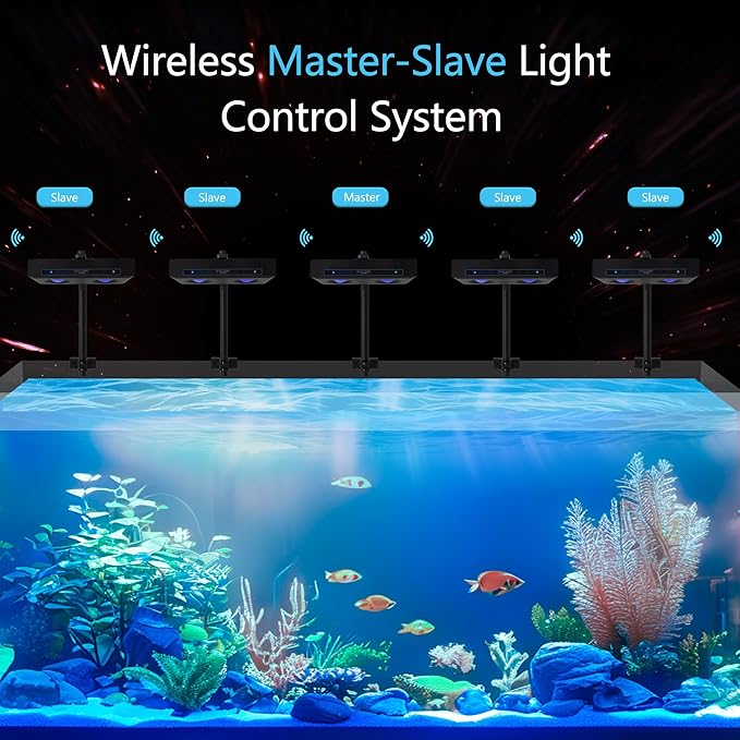 Aquarium Light - 95 Watt Sunrise Sunset Moonlight, Group Control Program Coral Reef Light Dimmable Full Spectrum for Marine Tanks,Saltwater Tank Light with Timer (G5 Bracket Version) SmatFarm