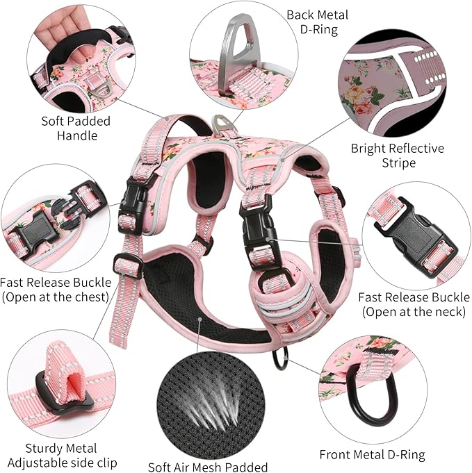 Timos Dog Harness,NO Need Go Over Dogs Head 3 Snap Buckles Pet Harness with 2 Leash Clips,Adjustable Soft Padded No-Pull,Reflective No-ChokeOxford Vest for Small Medium Large Dogs,X-Large (Pack of 1) Timos