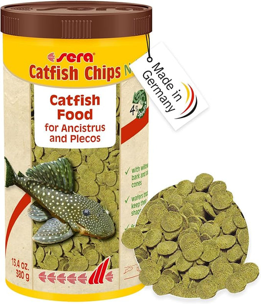 sera Catfish Chips Nature 13.4 oz./0.84lbs | Premium Fish Food for Ancistrus & Plecos | High Fiber | No Dyes & Preservatives | Supports Digestion & Promotes Healthy Growth | Ideal for Bottom Feeders Sera