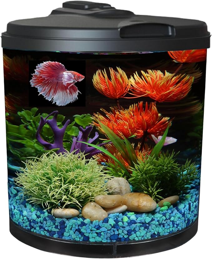 Koller Products AquaView 2-Gallon Aquarium Starter Kit with 7 Colors LED Light and Power Filter, Ideal for a Variety of Tropical Fish DISCOVERTHEEXCITINGWORLDOFKEEPINGTROPICALFISH