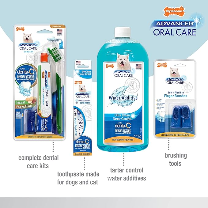 Nylabone Advanced Oral Care Senior Dog Dental Kit with Cushiony Soft-Bristle Toothbrush Senior 3 Count Nylabone