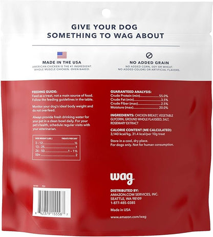 Amazon Brand – Wag Chewy Whole Muscle American Jerky Dog Treats – Chicken & Flaxseed (1 lb), Grain Free - PAWPICO