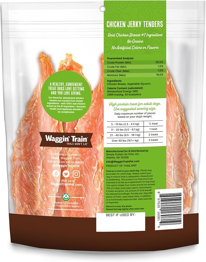 Waggin' Train Limited Ingredient, Grain Free Dog Treat, Chicken Jerky Tenders - 11 oz. Pouch (Pack of 2) - PAWPICO