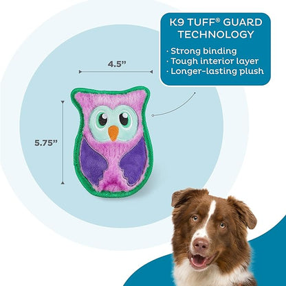 Outward Hound Durablez Tough Plush Squeaky Dog Toy, Owl, Purple, XS - PAWPICO
