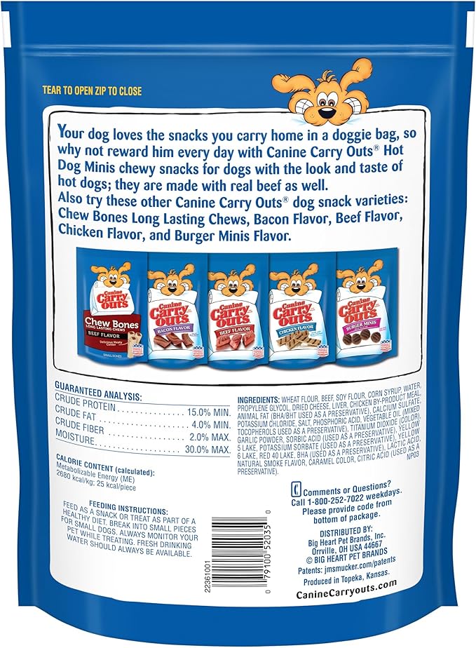 Canine Carry Outs Dog Treats, Hot Dog Minis, 22.5 Ounce (Pack of 4), Made with Real Beef - PAWPICO