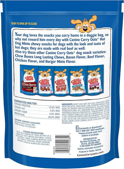 Canine Carry Outs Dog Treats, Hot Dog Minis, 22.5 Ounce (Pack of 4), Made with Real Beef - PAWPICO