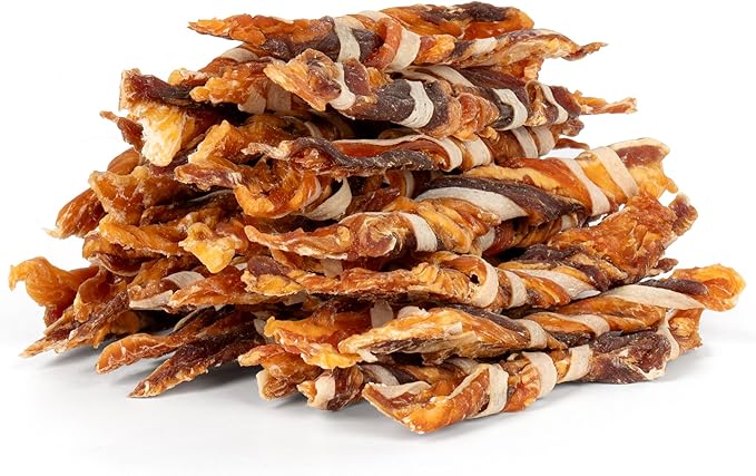 MON2SUN Dog Treats, Triple Flavor Jerky Twist Sticks, 4.5-5 Inch Chicken Duck and Codfish Sticks Dog Chews for Small Dogs, Healthy Dog Snacks, 10.58 oz (30 Count-Pack of 1) - PAWPICO