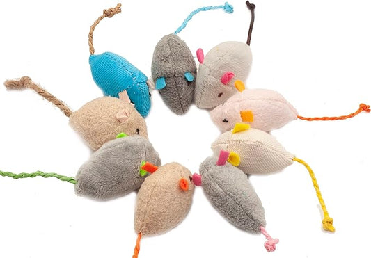 Fashion's Talk Cat Mice Toy 18-Pack Plush Catnip-Filled Mice Toys for Indoor Cats - Realistic Design, 9 Assorted Colors, 2 of Each, Value Pack - PAWPICO