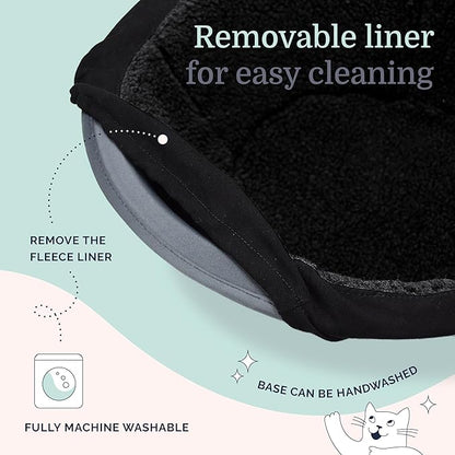Hepper Cat Nest - Washable Cat Bed with Removable Fluffy Fleece Liner - Cozy Comfy Calming Cat Bed Round Shape - Cat Warming Bed - Donut Cat Bed Desk Ready - Small Cat Bed for Indoor Cats - PAWPICO