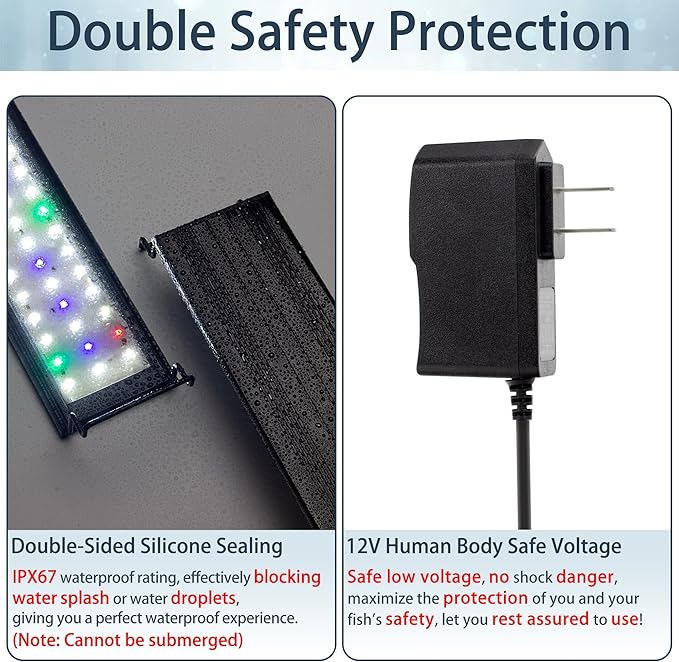 Aquarium LED Light Full Spectrum Fish Tank Lights White Blue Red Green Multi-Color LEDs Extendable Aquarium Light for 12 Inch to 18 Inch Fish Tanks DaToo
