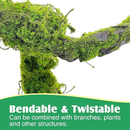 Fhiny Reptile Vines, Bendable Jungle Vines with Moss Artificial Snake Climbing Branch Terrarium Habitat Decor Reptile Tank Accessories Fake Plant for Bearded Dragon Chameleon Lizard Gecko (1.6 FT) Fhiny