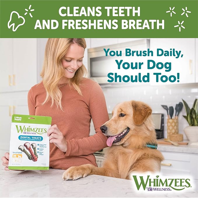 WHIMZEES by Wellness Variety Box: All Natural Dental Chews for Dogs (Medium), 28 Count - Dog Treats, Freshens Breath, Gluten & Grain-Free (Packaging May Vary) - PAWPICO