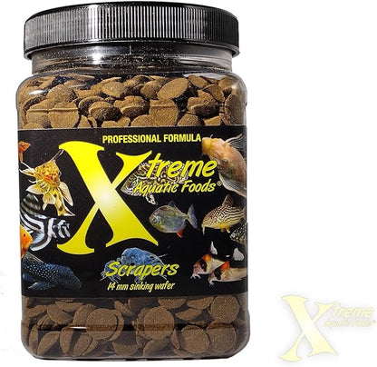 Xtreme Scrapers Wafers - Premium 14mm Fast-Sinking Fish Food – Nutrient & Cellulose Rich Ideal for Nocturnal Feeders, Catfish, Plecostomus Species, and Loaches – USA Farm Grown (18oz) XtremeAquaticFoods