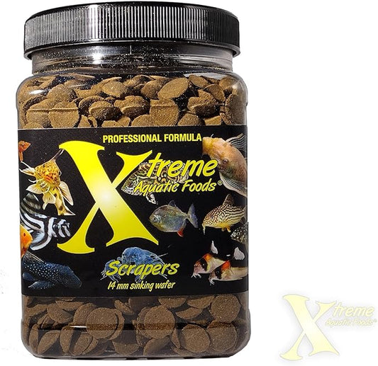 Xtreme Scrapers Wafers - Premium 14mm Fast-Sinking Fish Food – Nutrient & Cellulose Rich Ideal for Nocturnal Feeders, Catfish, Plecostomus Species, and Loaches – USA Farm Grown (18oz) XtremeAquaticFoods