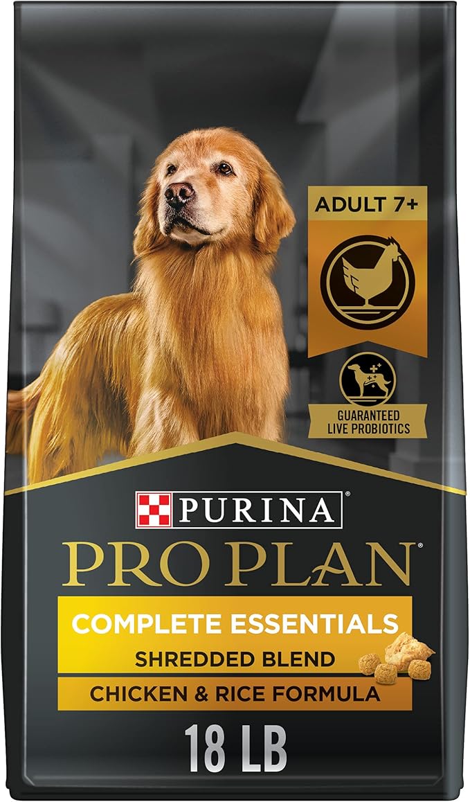 Purina Pro Plan Senior Dog Food With Probiotics for Dogs, Shredded Blend Chicken & Rice Formula - 18 lb. Bag - PAWPICO