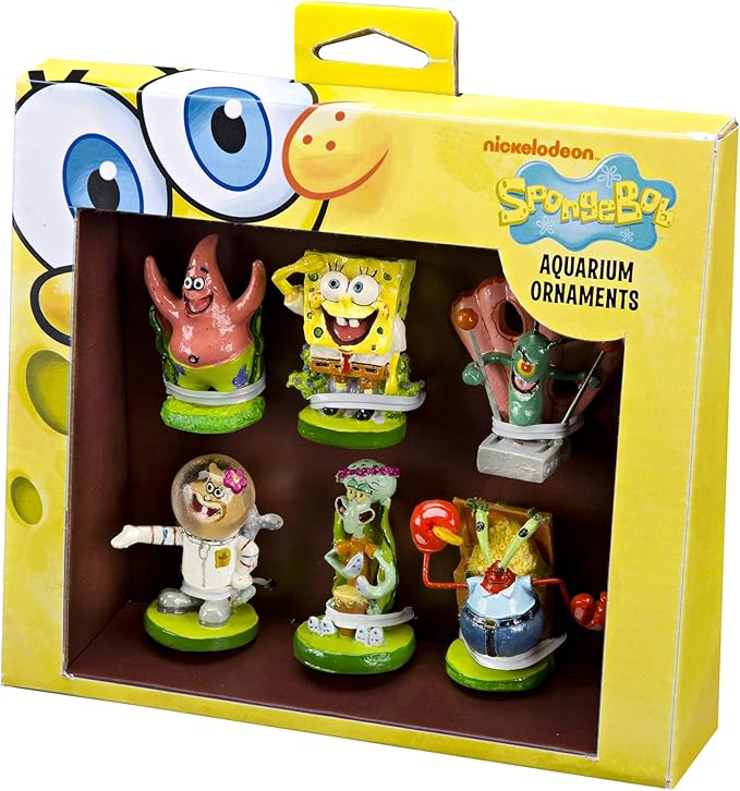 Penn-Plax Officially Licensed Spongebob 6 Piece Mini Aquarium Ornament Set – Great for Saltwater and Freshwater Tanks Penn-Plax
