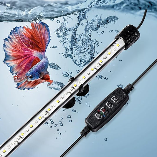 Tatub 24'' Submersible Aquarium Light with 3 Lighting Modes,10.8W Full Spectrum Led Fish Tank Light with 10 Levels of Brightness,Underwater Aquarium Lights for Fish Tank with Timer Auto On/Off Tatub